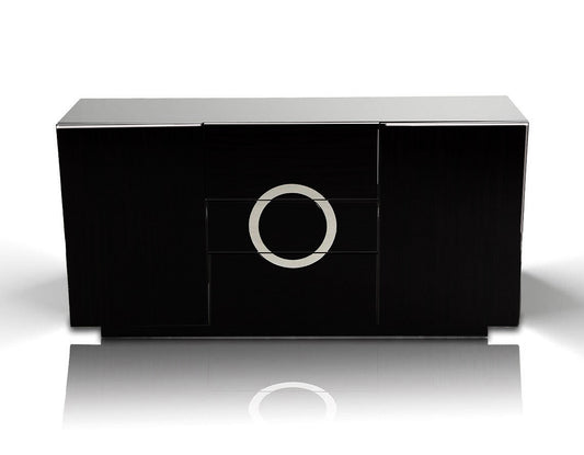 33' Black Lacquer Mdf Buffet With 2 Doors And 3 Drawers By Homeroots | Sideboards | Modishstore