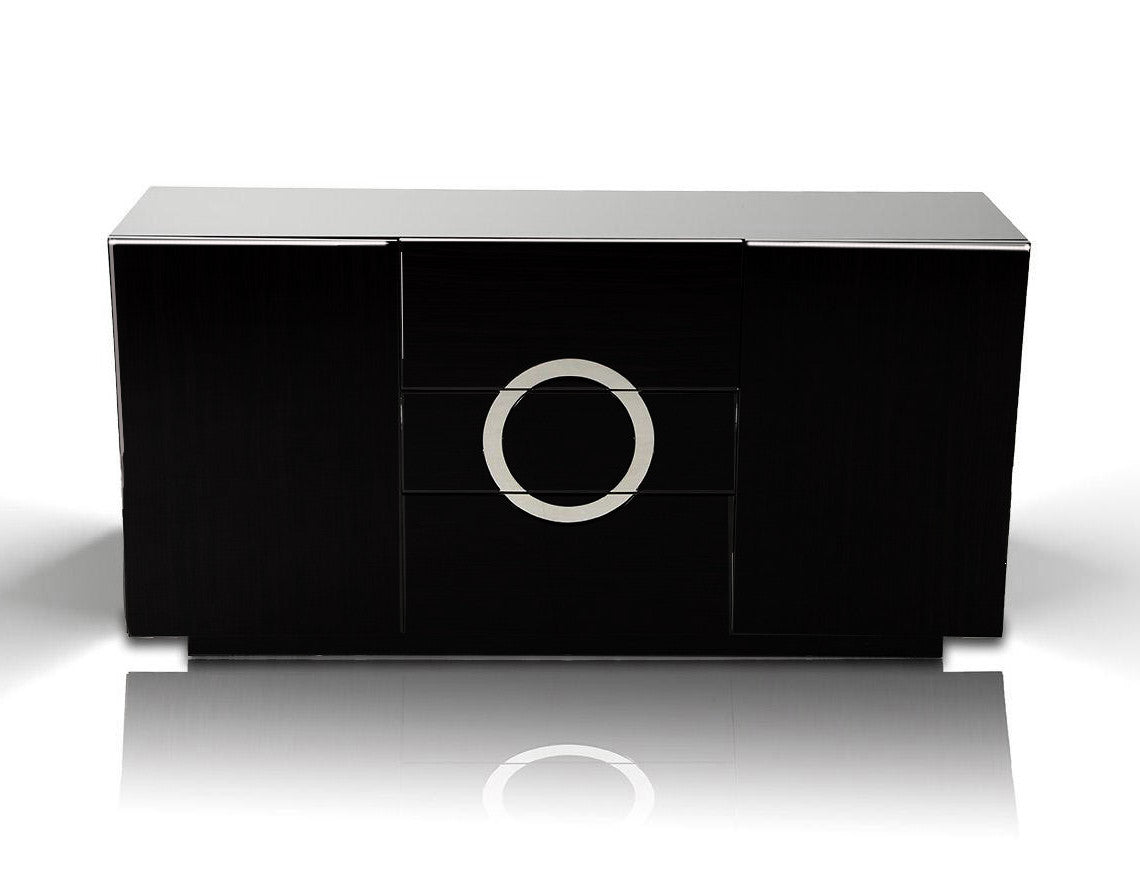 33' Black Lacquer Mdf Buffet With 2 Doors And 3 Drawers By Homeroots | Sideboards | Modishstore - 3
