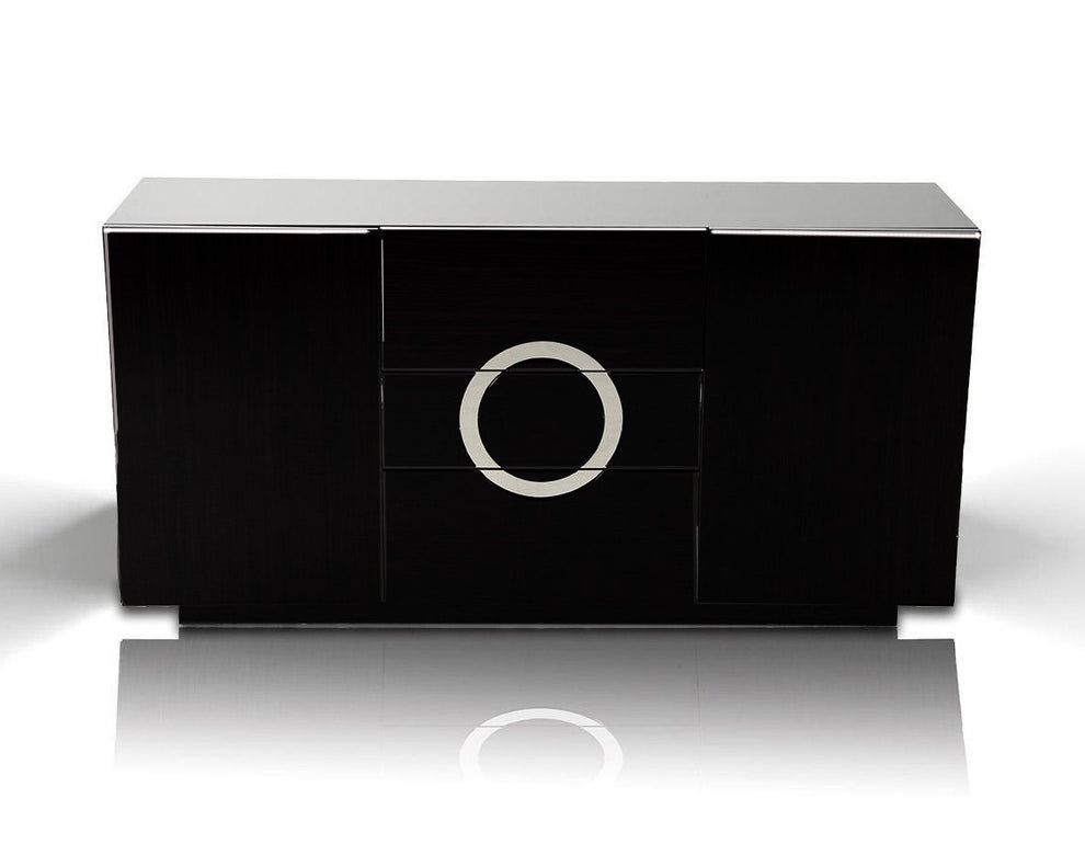 33' Black Lacquer Mdf Buffet With 2 Doors And 3 Drawers By Homeroots | Sideboards | Modishstore - 3