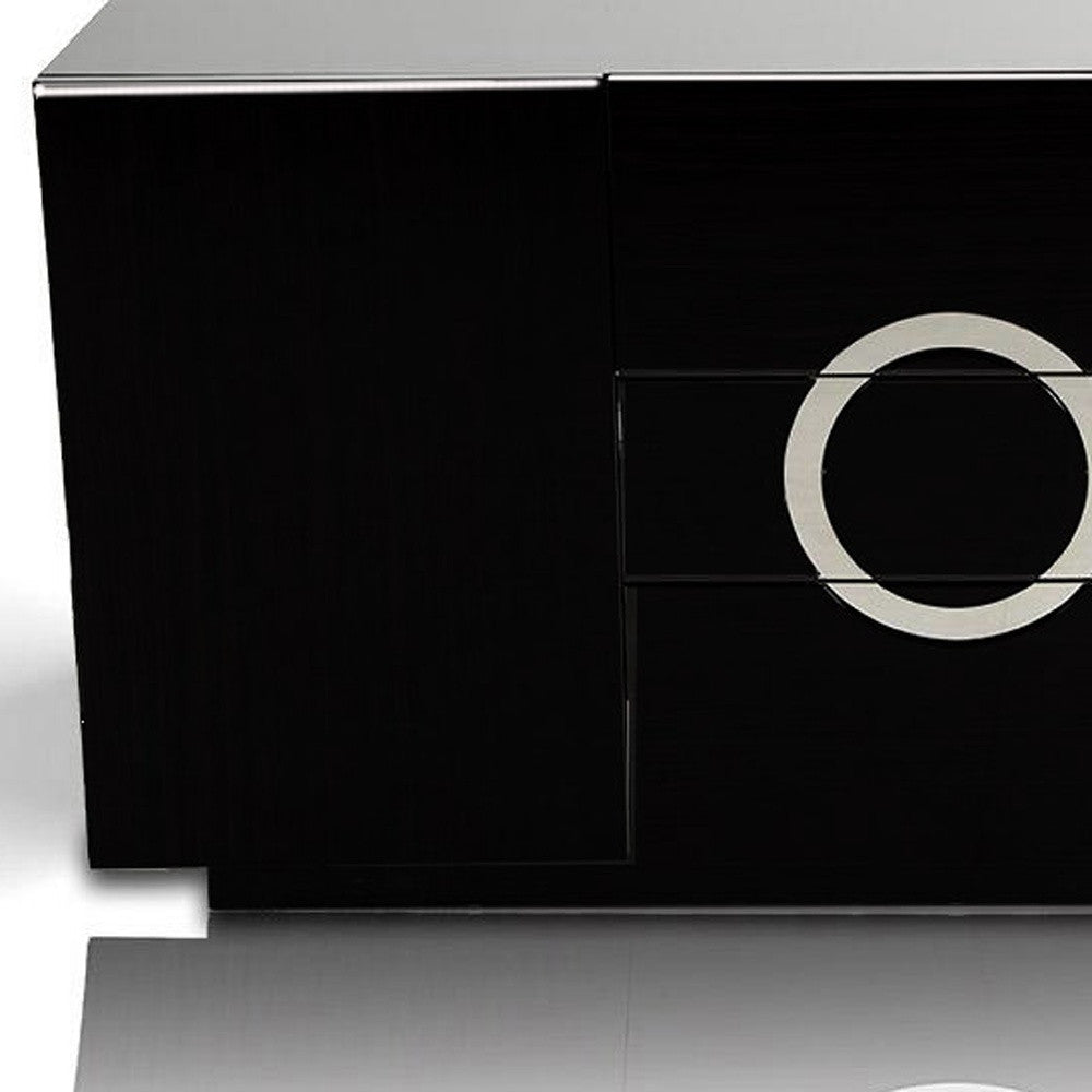 33' Black Lacquer Mdf Buffet With 2 Doors And 3 Drawers By Homeroots | Sideboards | Modishstore - 4