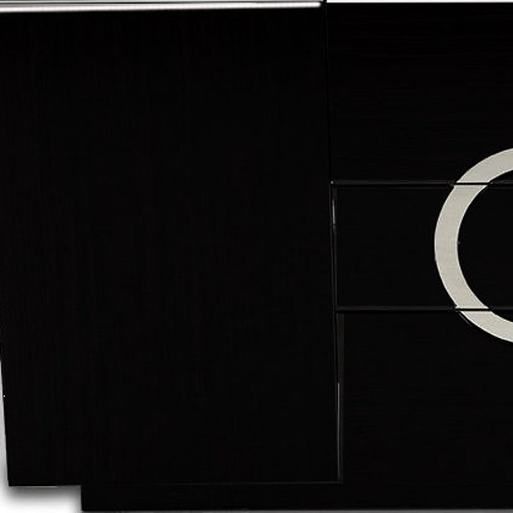 33' Black Lacquer Mdf Buffet With 2 Doors And 3 Drawers By Homeroots | Sideboards | Modishstore - 5
