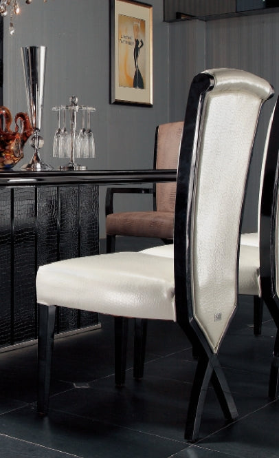 Two 43.5' White Leatherette And Black Wood Dining Chairs With X Shaped Rear Legs By Homeroots | Dining Chairs | Modishstore - 3