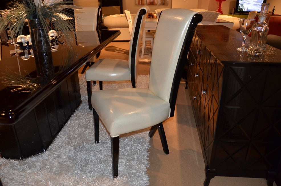 Two 43.5' White Leatherette And Black Wood Dining Chairs With X Shaped Rear Legs By Homeroots | Dining Chairs | Modishstore - 5