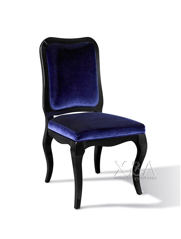 Two 39.4' Purple Velvet And Wood Side Chairs By Homeroots | Dining Chairs | Modishstore - 3