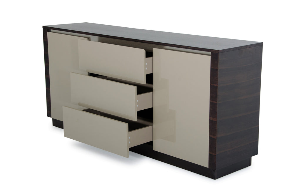 33' Oak And Grey Gloss Veneer And Mdf Buffet By Homeroots | Sideboards | Modishstore - 4
