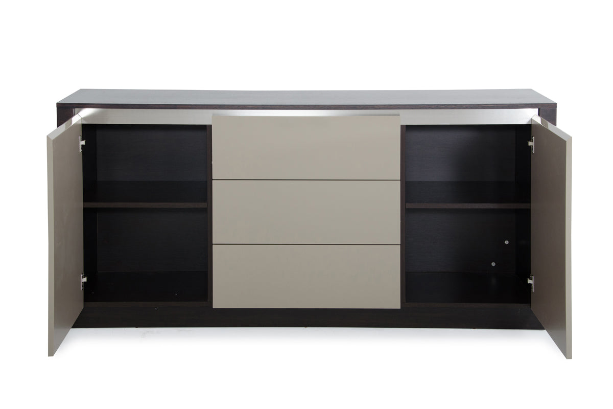 33' Oak And Grey Gloss Veneer And Mdf Buffet By Homeroots | Sideboards | Modishstore - 5