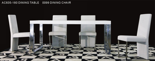 30' White Mdf Extendable Dining Table With Stainless Steel Legs By Homeroots | Dining Tables | Modishstore