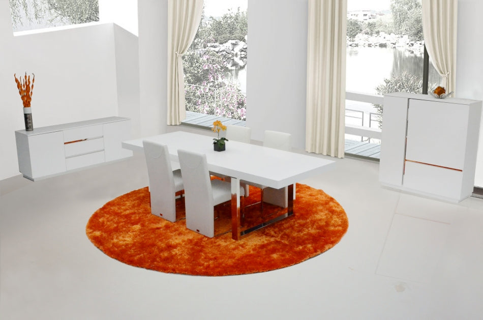 30' White Mdf Extendable Dining Table With Stainless Steel Legs By Homeroots | Dining Tables | Modishstore - 2