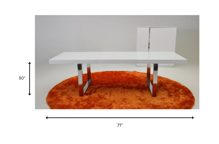 30' White Mdf Extendable Dining Table With Stainless Steel Legs By Homeroots | Dining Tables | Modishstore - 6