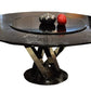 31' Black Crocodile Lacquer Stainless Steel And Glass Table By Homeroots | Dining Tables | Modishstore