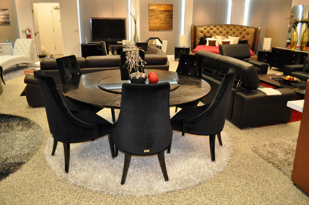 31' Black Crocodile Lacquer Stainless Steel And Glass Table By Homeroots | Dining Tables | Modishstore - 3