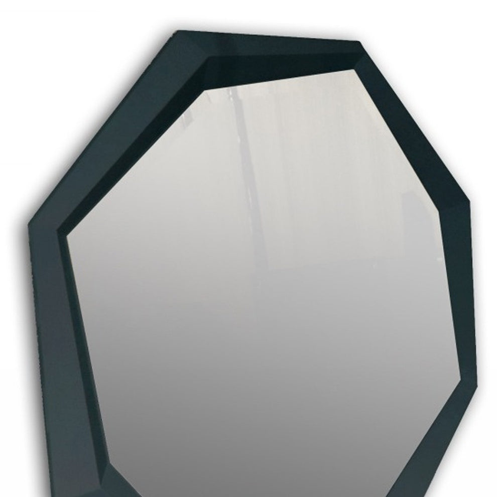 47" Black Crocodile Lacquer Mirror By Homeroots | Mirrors | Modishstore - 3