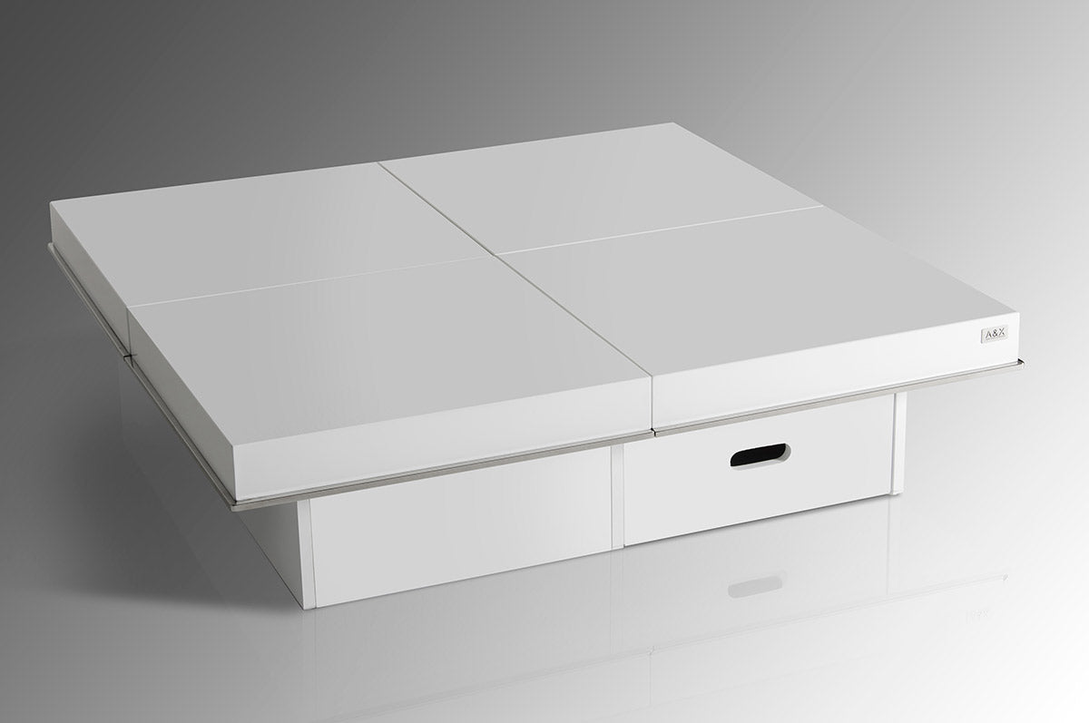 12' White Gloss Coffee Table with Pull Out Squares By Homeroots | Coffee Tables | Modishstore - 2