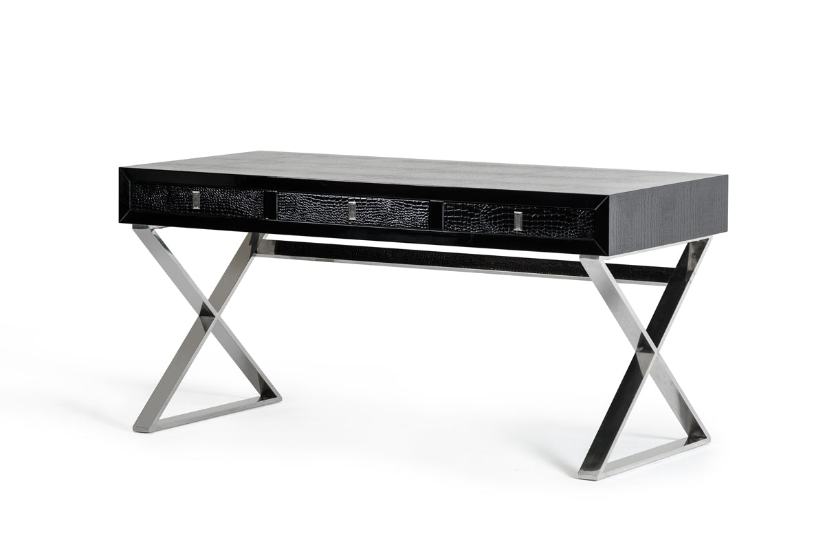 21' Black Crocodile Mdf And Steel Desk By Homeroots | Desks | Modishstore
