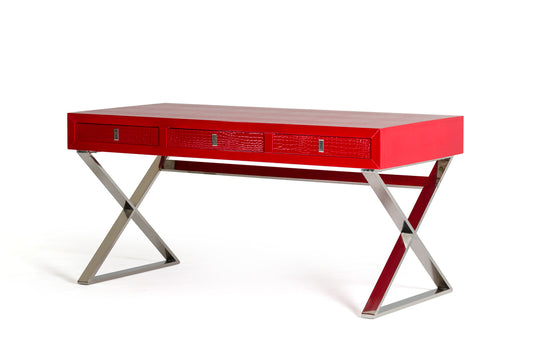 21 Red Crocodile MDF and Steel Desk By Homeroots | Desks | Modishstore