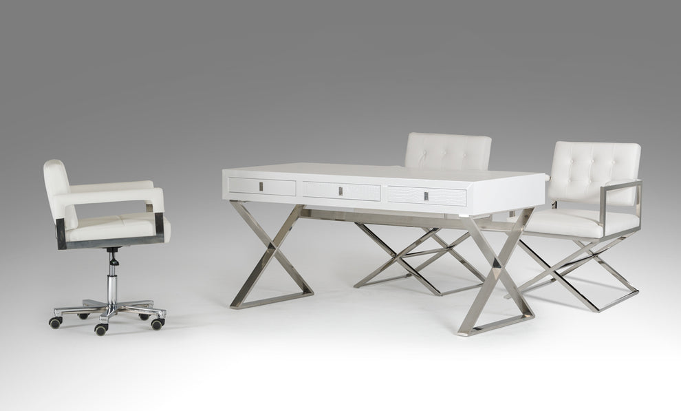 21 Red Crocodile MDF and Steel Desk By Homeroots | Desks | Modishstore - 8