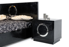 24' Croc Black Lacquer Faux Crocodile 2 Drawer Nightstand By Homeroots