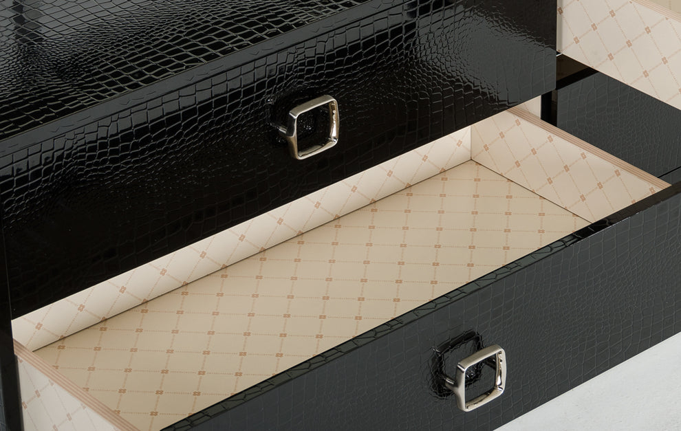 26' Black Crocodile Mdf Dresser By Homeroots | Dressers | Modishstore - 2