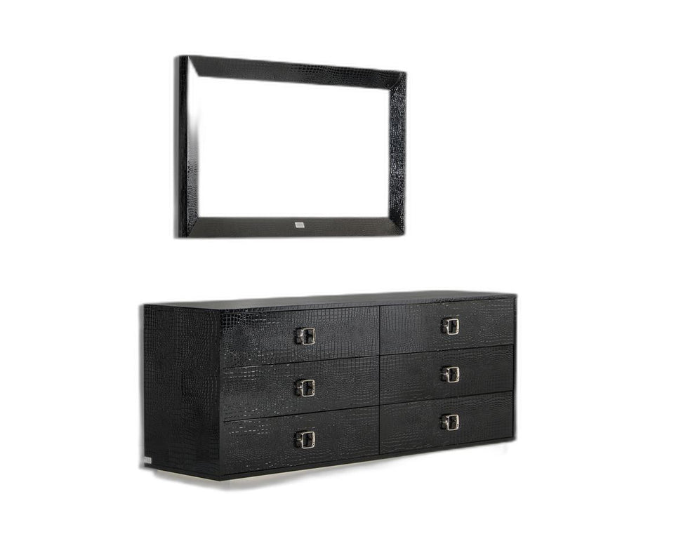 26' Black Crocodile Mdf Dresser By Homeroots | Dressers | Modishstore - 3