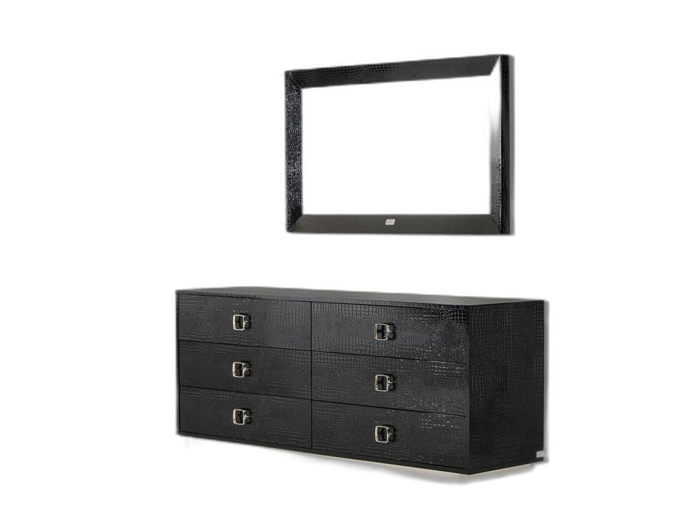 26' Black Crocodile Mdf Dresser By Homeroots | Dressers | Modishstore - 4