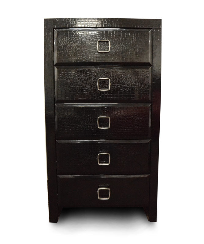 44 Black Crocodile MDF Chest with 5 Drawers By Homeroots | Drawers | Modishstore