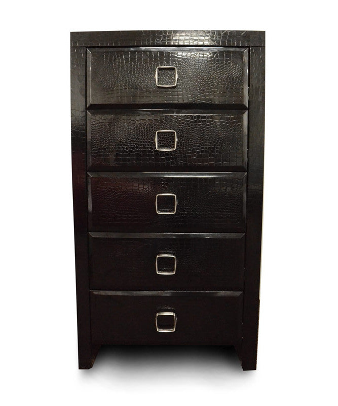 44 Black Crocodile MDF Chest with 5 Drawers By Homeroots | Drawers | Modishstore - 3