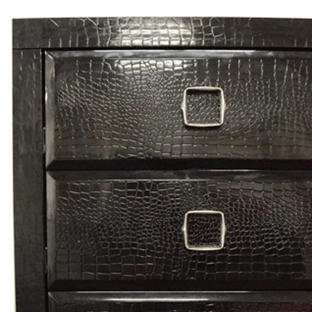 44 Black Crocodile MDF Chest with 5 Drawers By Homeroots | Drawers | Modishstore - 5