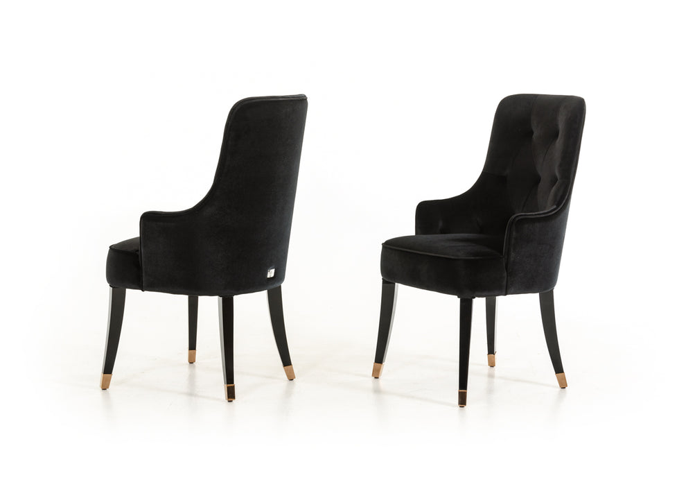 38' Black Velvet Fabric Dining Chair By Homeroots | Dining Chairs | Modishstore - 2