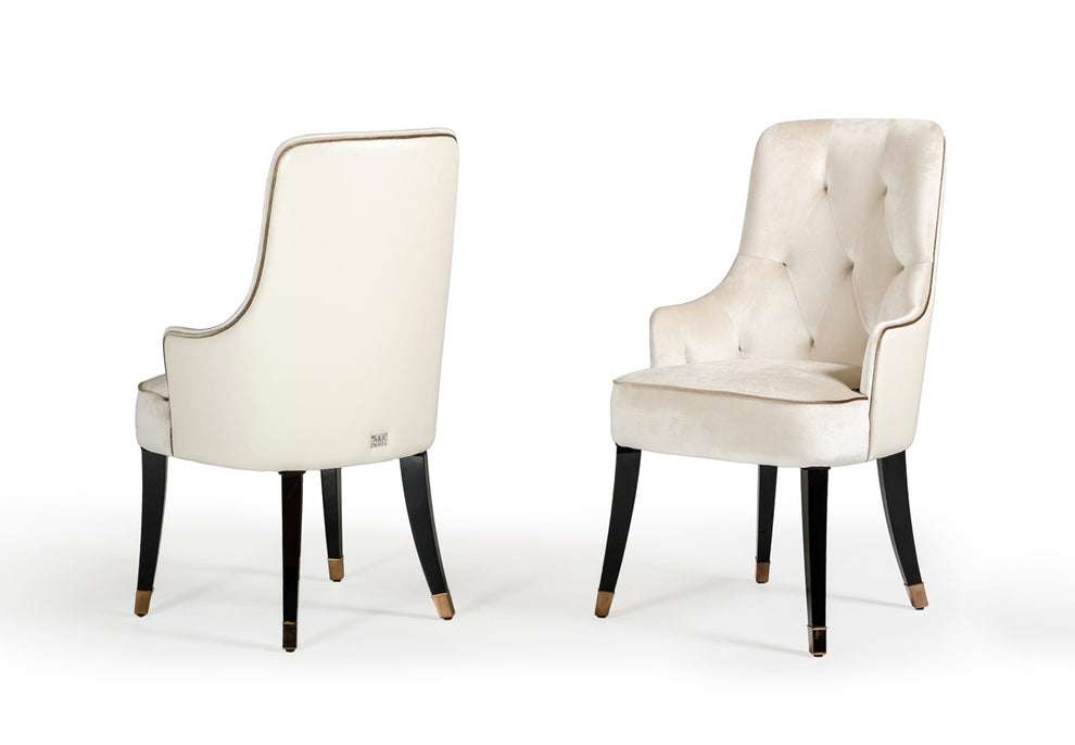38' White Velvet Fabric Dining Chair By Homeroots | Dining Chairs | Modishstore - 2