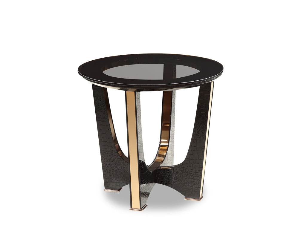 22' Black Crocodile and Rosegold End Table By Homeroots | End Tables | Modishstore