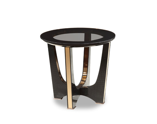 22' Black Crocodile and Rosegold End Table By Homeroots | End Tables | Modishstore