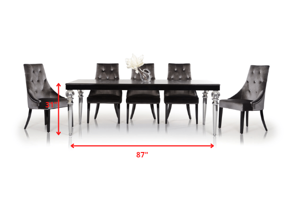 31' Black Crocodile Lacquer Dining Table By Homeroots | Dining Tables | Modishstore - 2