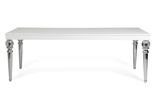 31' White Crocodile Dining Table With Crystal Clear Legs By Homeroots | Dining Tables | Modishstore