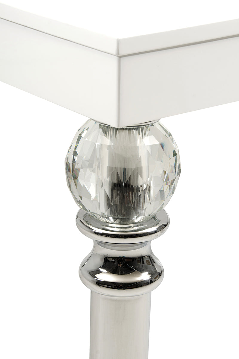 31' White Crocodile Dining Table With Crystal Clear Legs By Homeroots | Dining Tables | Modishstore - 4