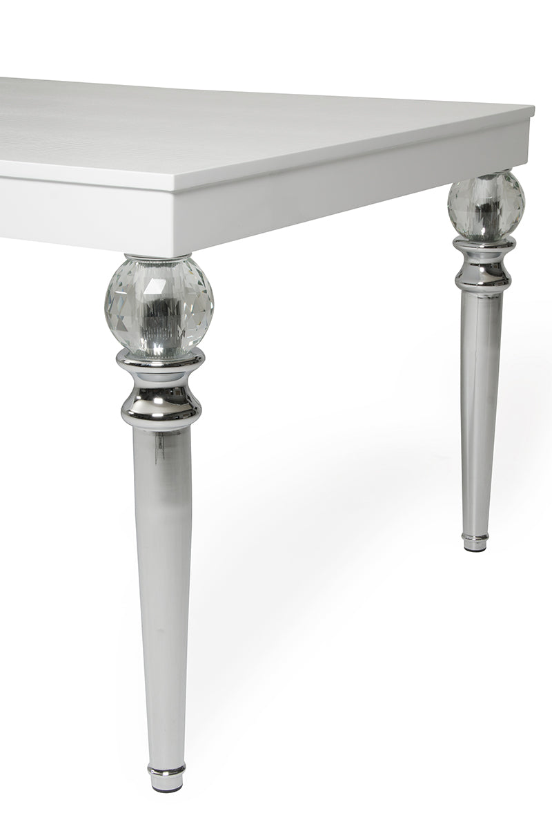 31' White Crocodile Dining Table With Crystal Clear Legs By Homeroots | Dining Tables | Modishstore - 5