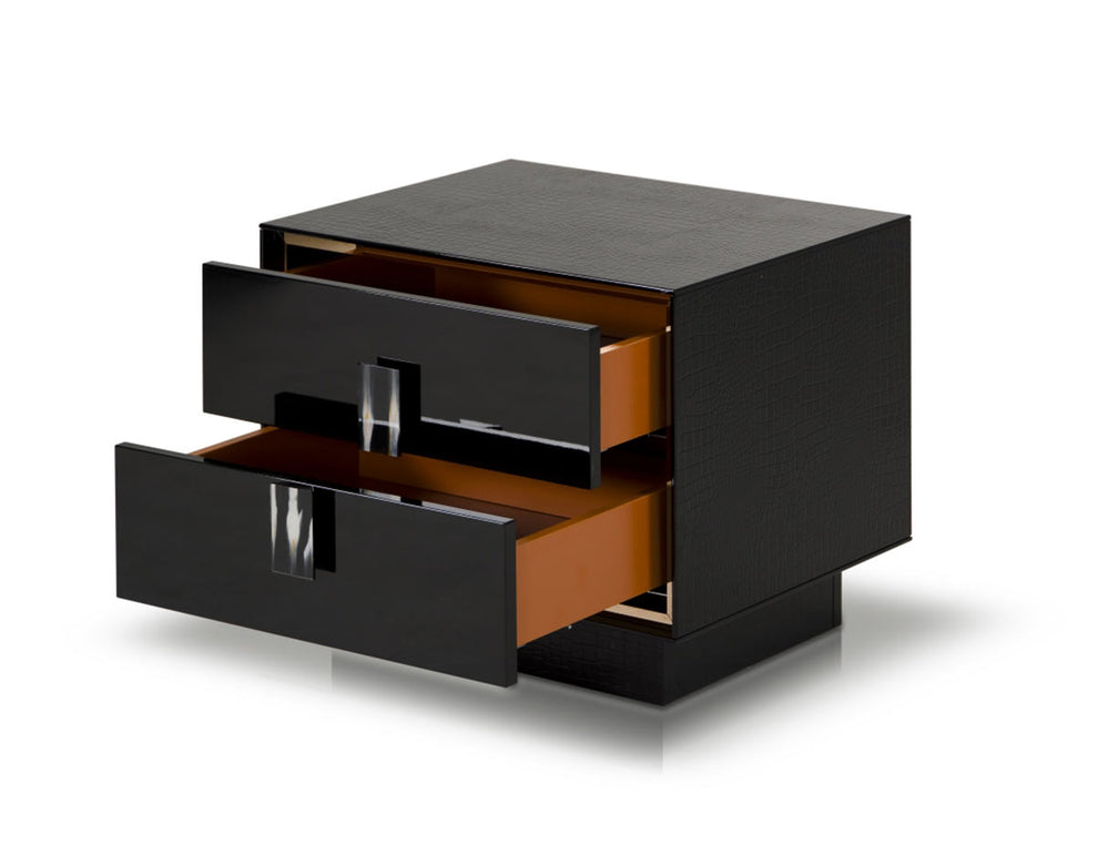 21' Black Mdf And Steel Nightstand With Two Drawers By Homeroots | Nightstands | Modishstore - 4