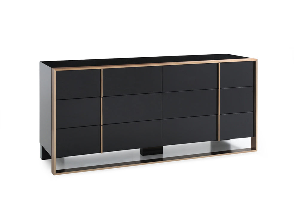 29' Black And Brushed Bronze Dresser By Homeroots | Dressers | Modishstore - 2