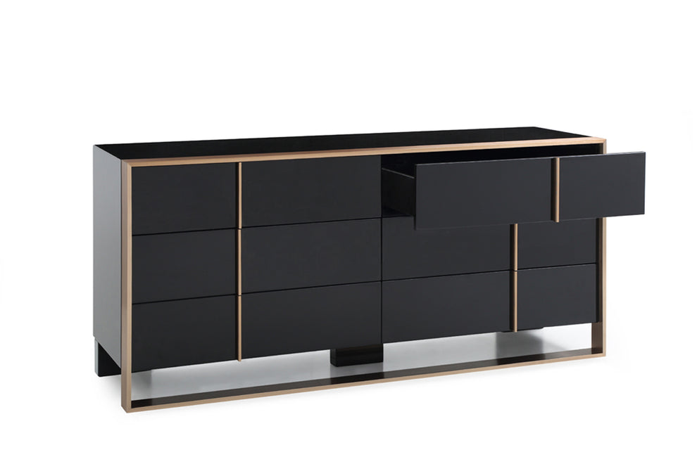 29' Black And Brushed Bronze Dresser By Homeroots | Dressers | Modishstore - 3