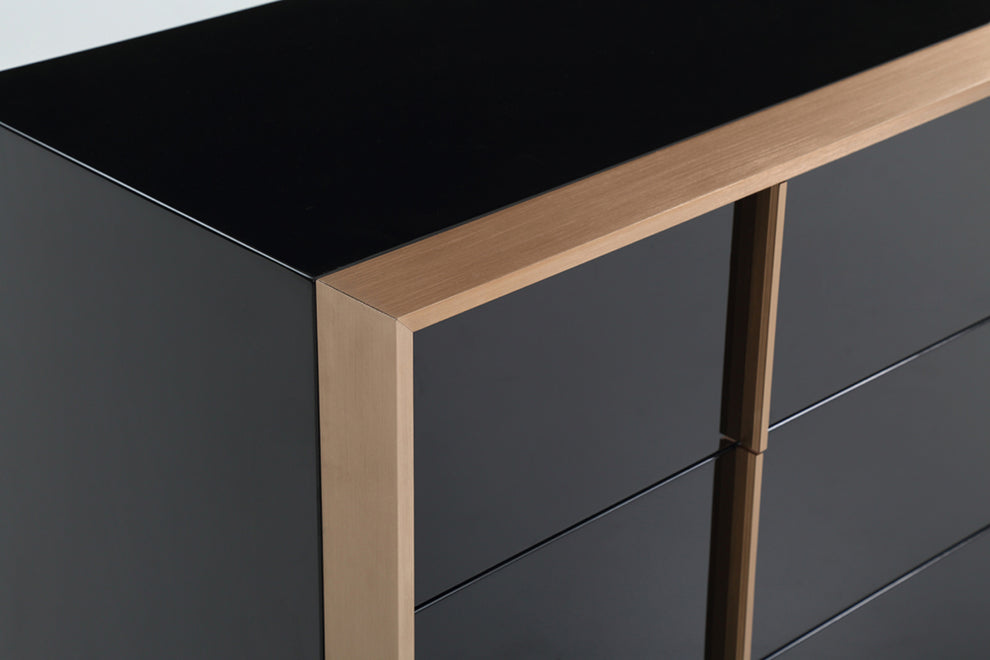 29' Black And Brushed Bronze Dresser By Homeroots | Dressers | Modishstore - 5