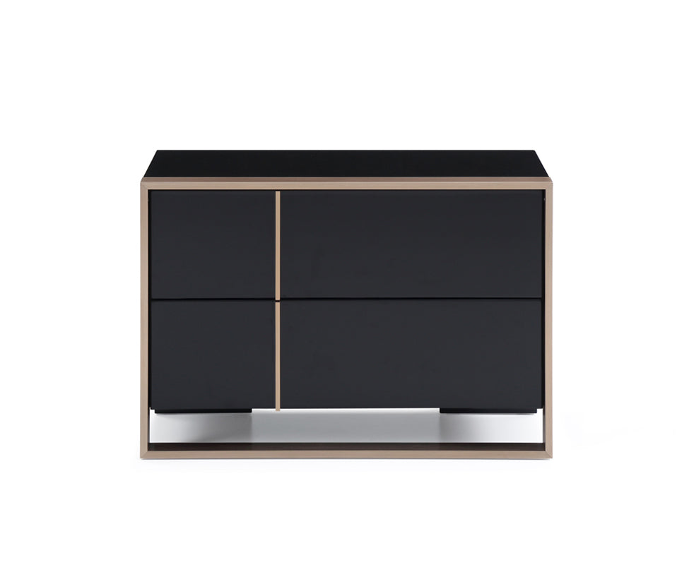 Modern Brushed Black And Bronze Nightstand By Homeroots | Nightstands | Modishstore