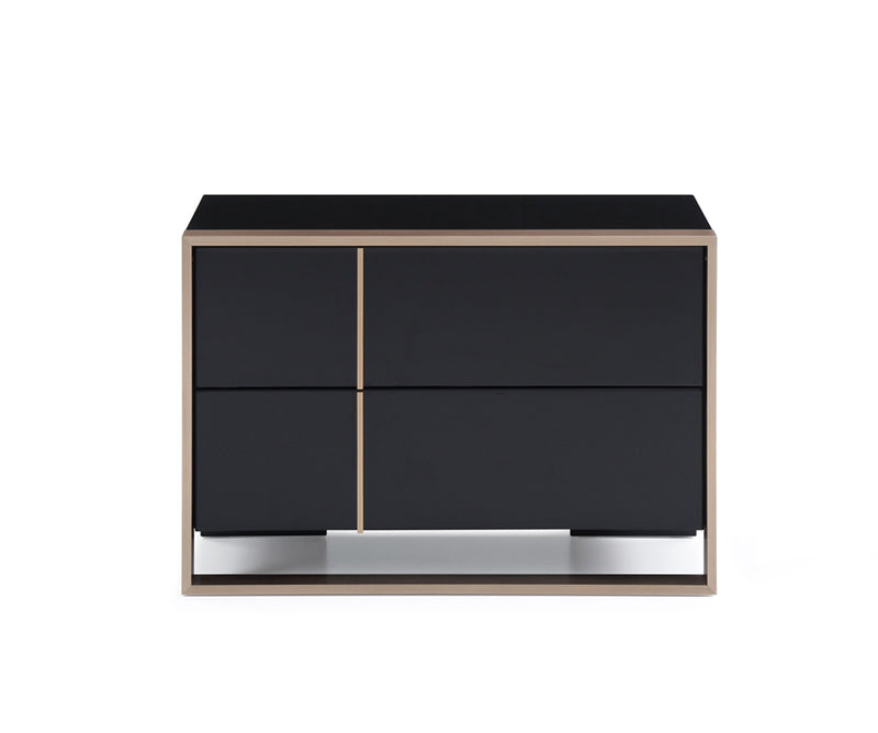 Modern Brushed Black And Bronze Nightstand By Homeroots | Nightstands | Modishstore