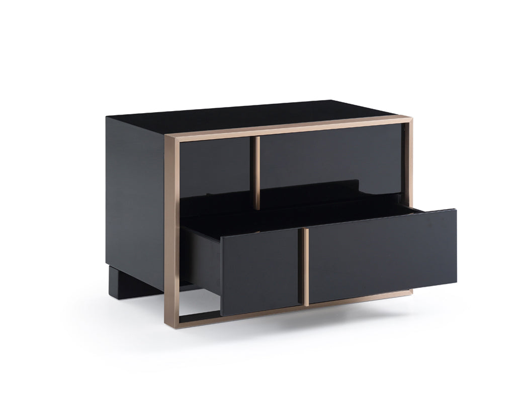 Modern Brushed Black And Bronze Nightstand By Homeroots | Nightstands | Modishstore - 3
