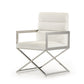 24' White Leatherette And Stainless Steel Dining Chair By Homeroots | Dining Chairs | Modishstore
