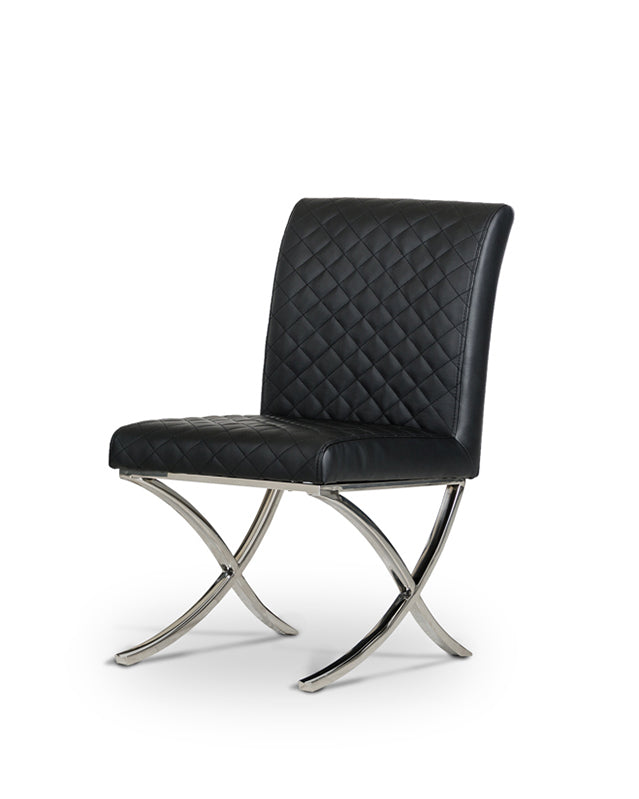 36' Black Leatherette And Stainless Steel Dining Chair By Homeroots | Dining Chairs | Modishstore