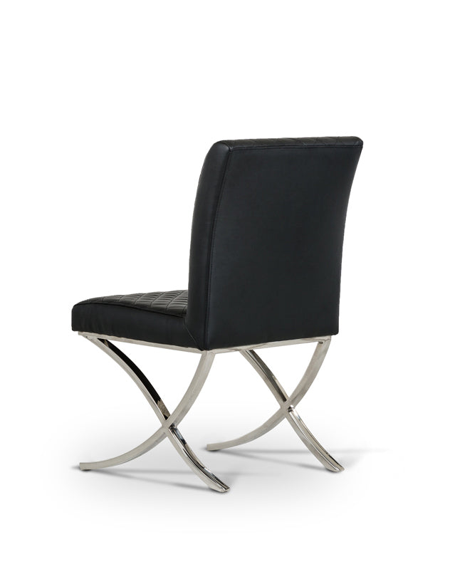 36' Black Leatherette And Stainless Steel Dining Chair By Homeroots | Dining Chairs | Modishstore - 2