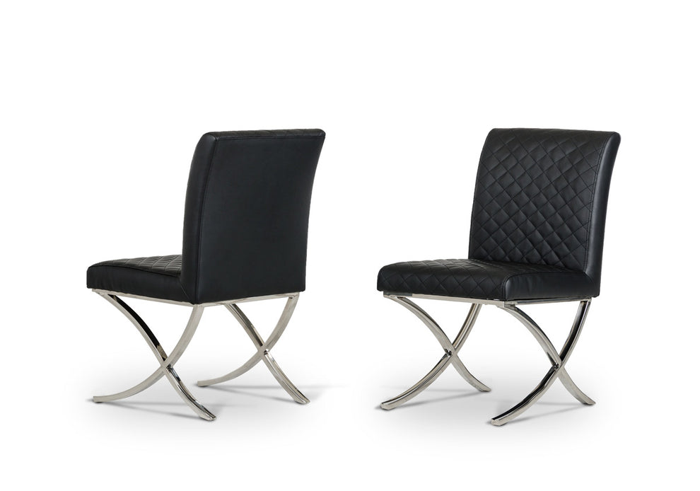36' Black Leatherette And Stainless Steel Dining Chair By Homeroots | Dining Chairs | Modishstore - 3