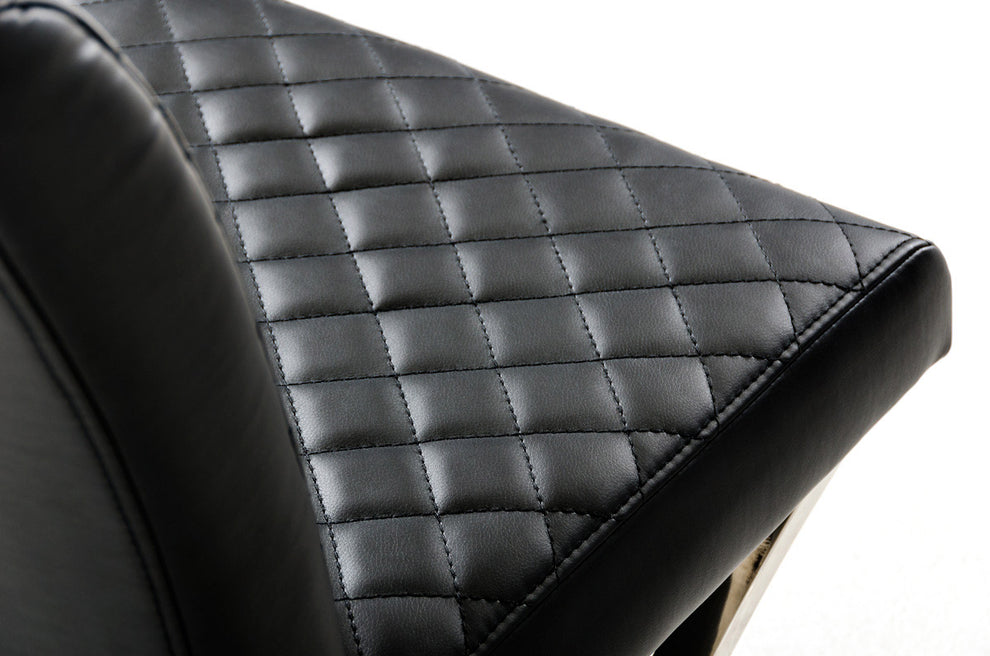 36' Black Leatherette And Stainless Steel Dining Chair By Homeroots | Dining Chairs | Modishstore - 4