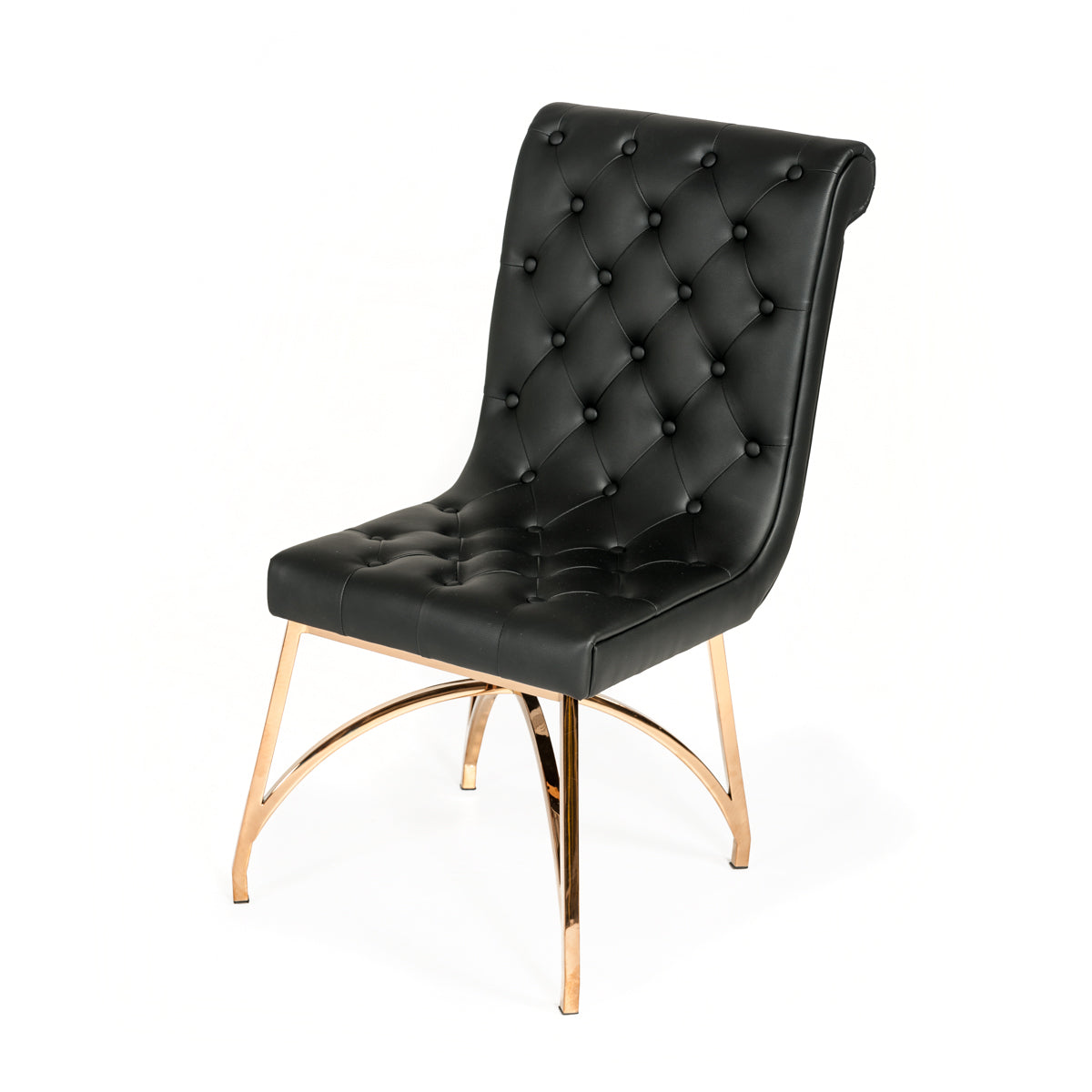 37' Black Leatherette And Rosegold Stainless Steel Dining Chair By Homeroots | Dining Chairs | Modishstore - 2