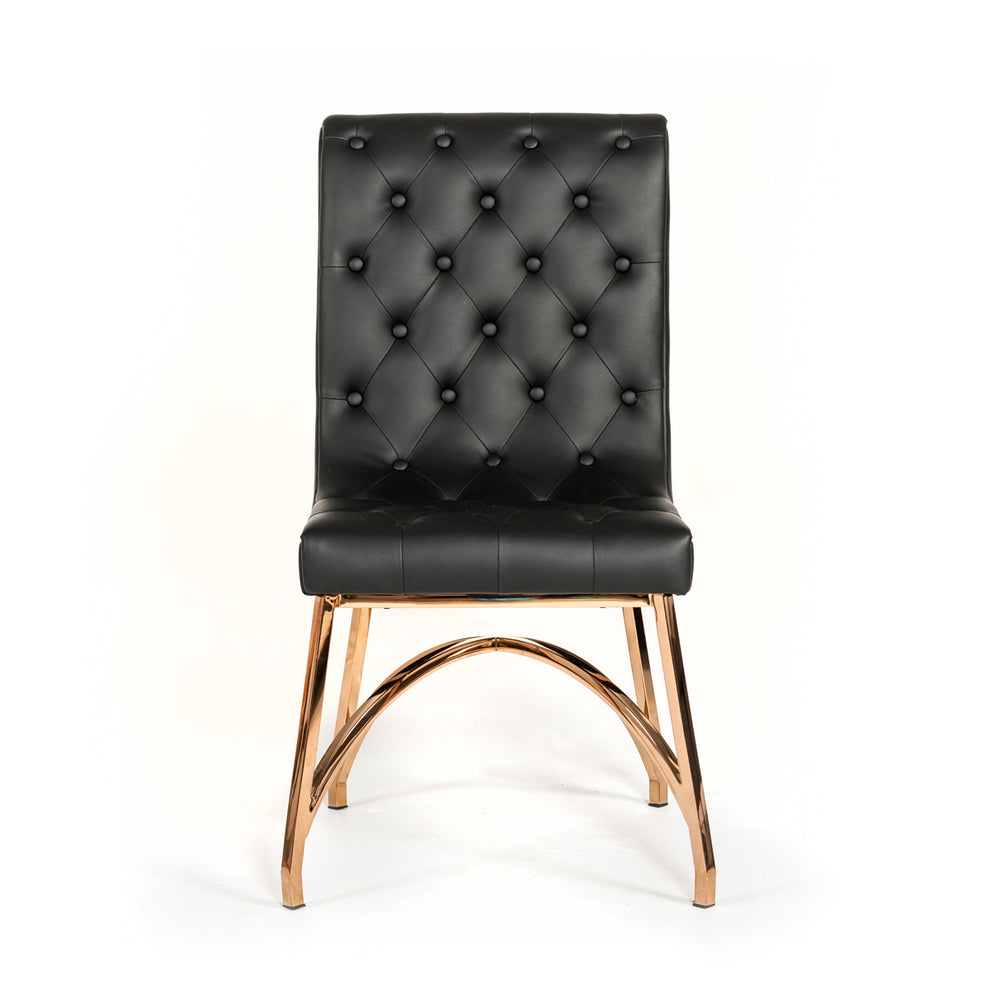 37' Black Leatherette And Rosegold Stainless Steel Dining Chair By Homeroots | Dining Chairs | Modishstore - 3
