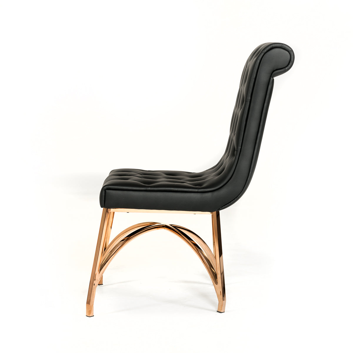 37' Black Leatherette And Rosegold Stainless Steel Dining Chair By Homeroots | Dining Chairs | Modishstore - 4